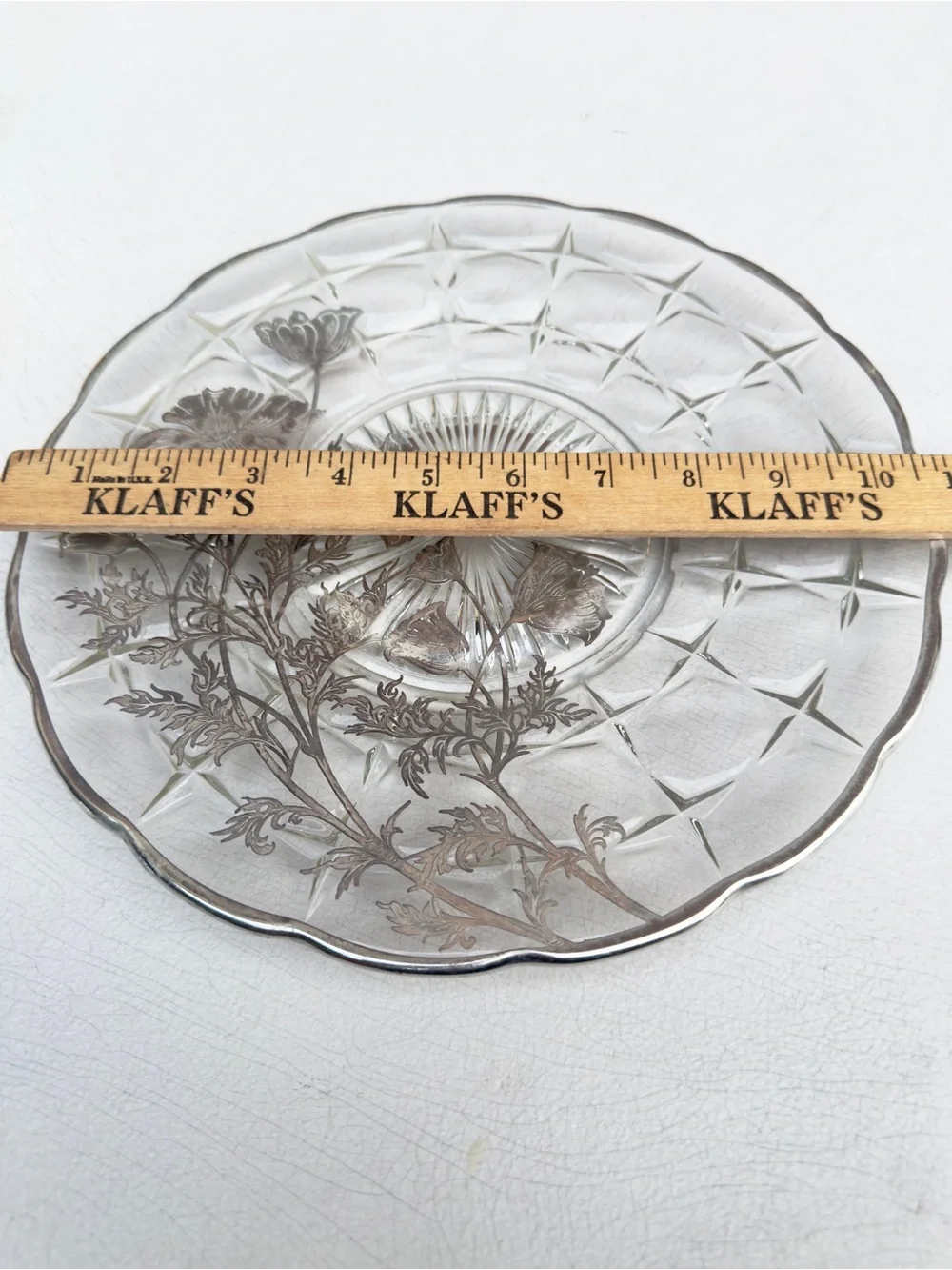 Vintage Silver City Glass Flanders Poppy Serving Plate Sterling Silver Overlay